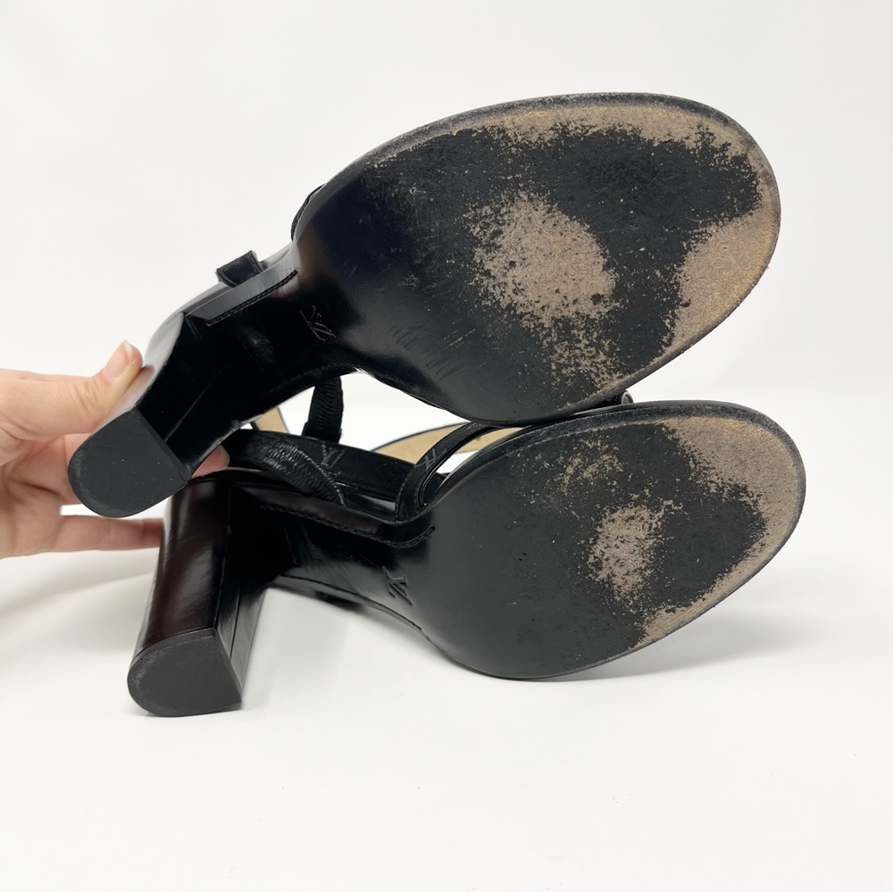 Louis Vuitton Mini Lin Logo Monogram Black Sandals High Heels Shoes Womens 40 10 - Picture 11 of 12